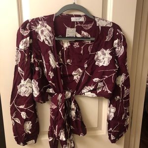 Long sleeve tie blouse